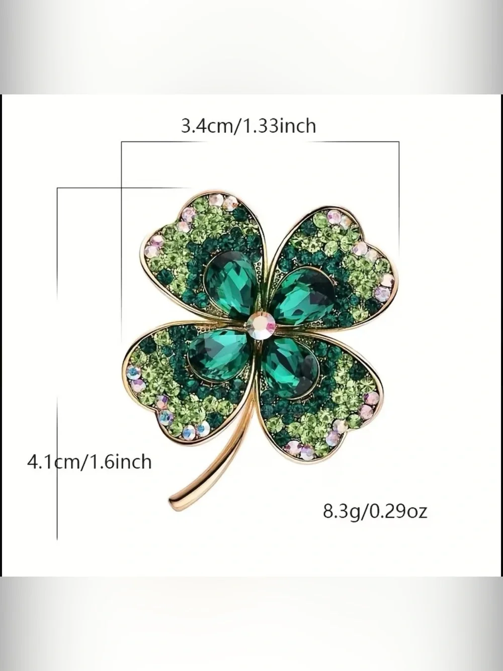 Women’s Shamrocks Brooch Green Clover Rhinestone Corsage Shawl Scarf Brooch Pins